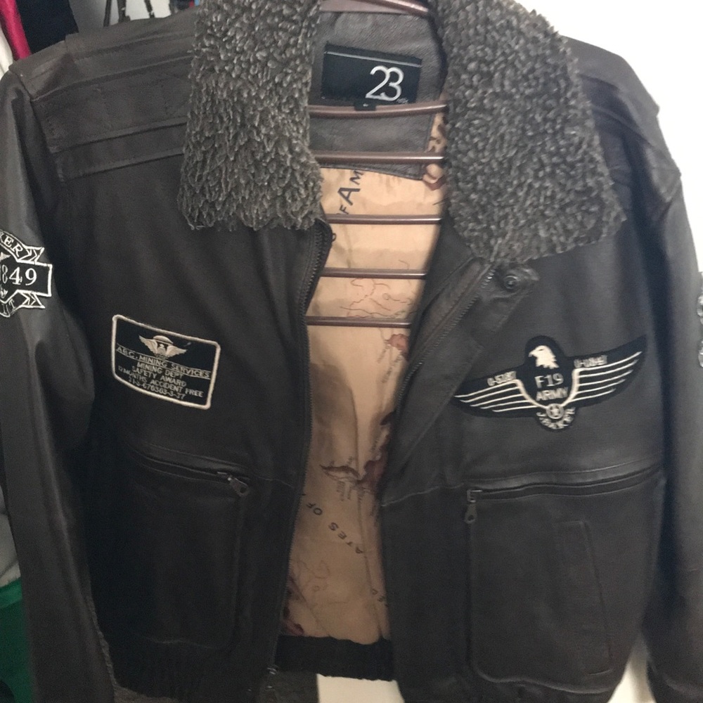 Leather army aviator bomber jacket for men